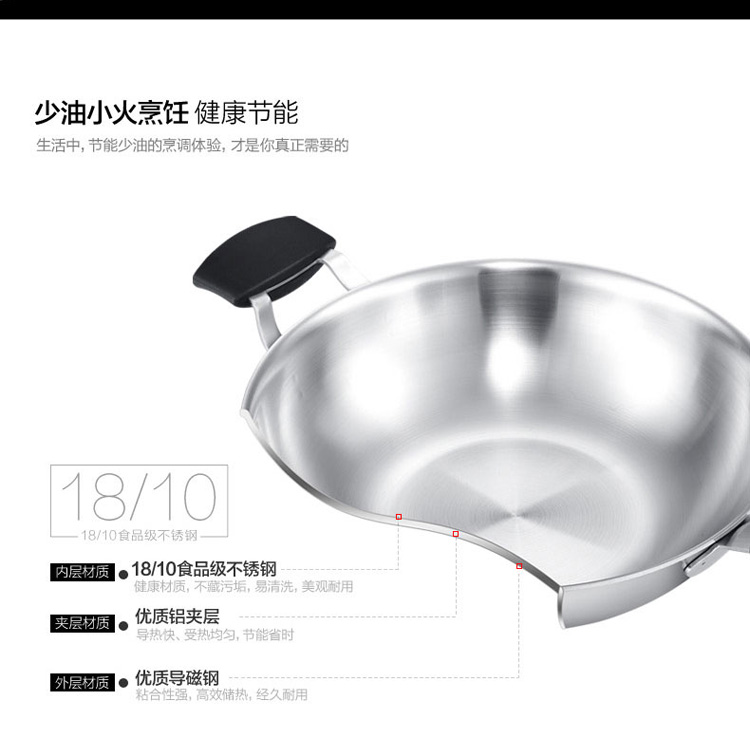 尚尼（Serafinozani）18/10不锈钢长柄炒锅 芬兰30cm 不沾少油烟