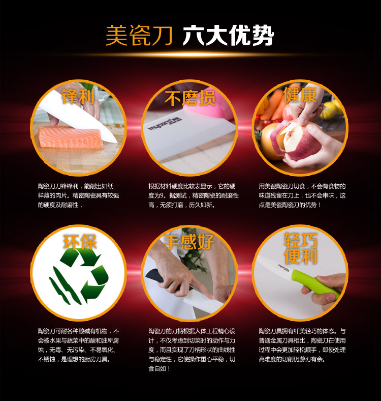 美瓷（MYCERA）黑刀片3寸电镀柄陶瓷水果刀 （蓝色） N3S-B