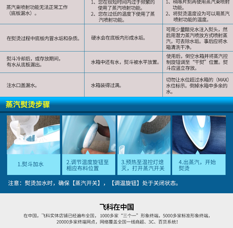
                                        飞科(FLYCO)FI-9309蒸汽电熨斗 1400W（天空蓝）                