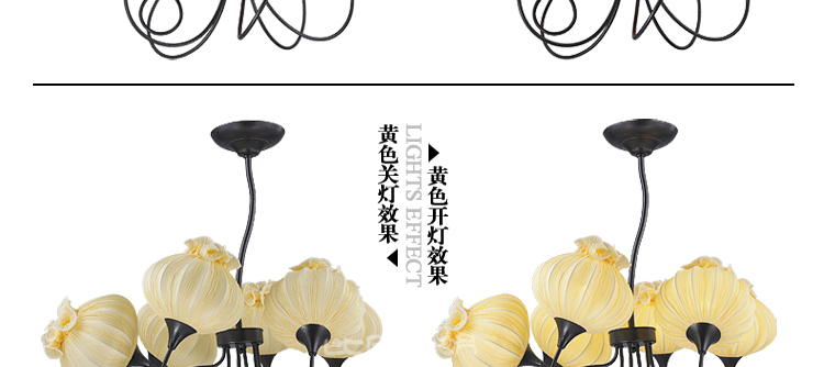 比月照明 新古典中式吊灯卧室客厅餐厅酒店工程布艺五头吊灯3337 橙色