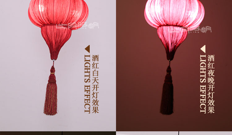 比月 中式吊灯客厅古典卧室餐厅灯具酒店波西米亚布艺大吊灯3279 酒红色
