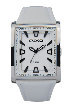 pixo休闲品质真皮石英防水表白底 黑白表盘550