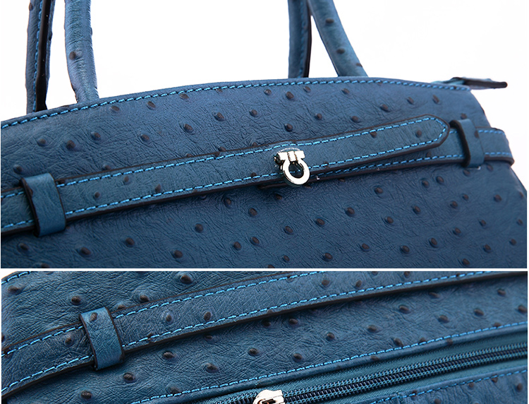 鳄鱼恤crocodile时尚女包牛皮女士手提单肩斜挎包12514090-08蓝色