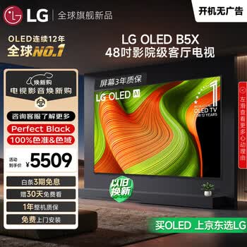 LG电视B5系列48英寸OLED电视 4K超高清观影游戏电视 120Hz高刷 杜比视界OLED48B5XCA