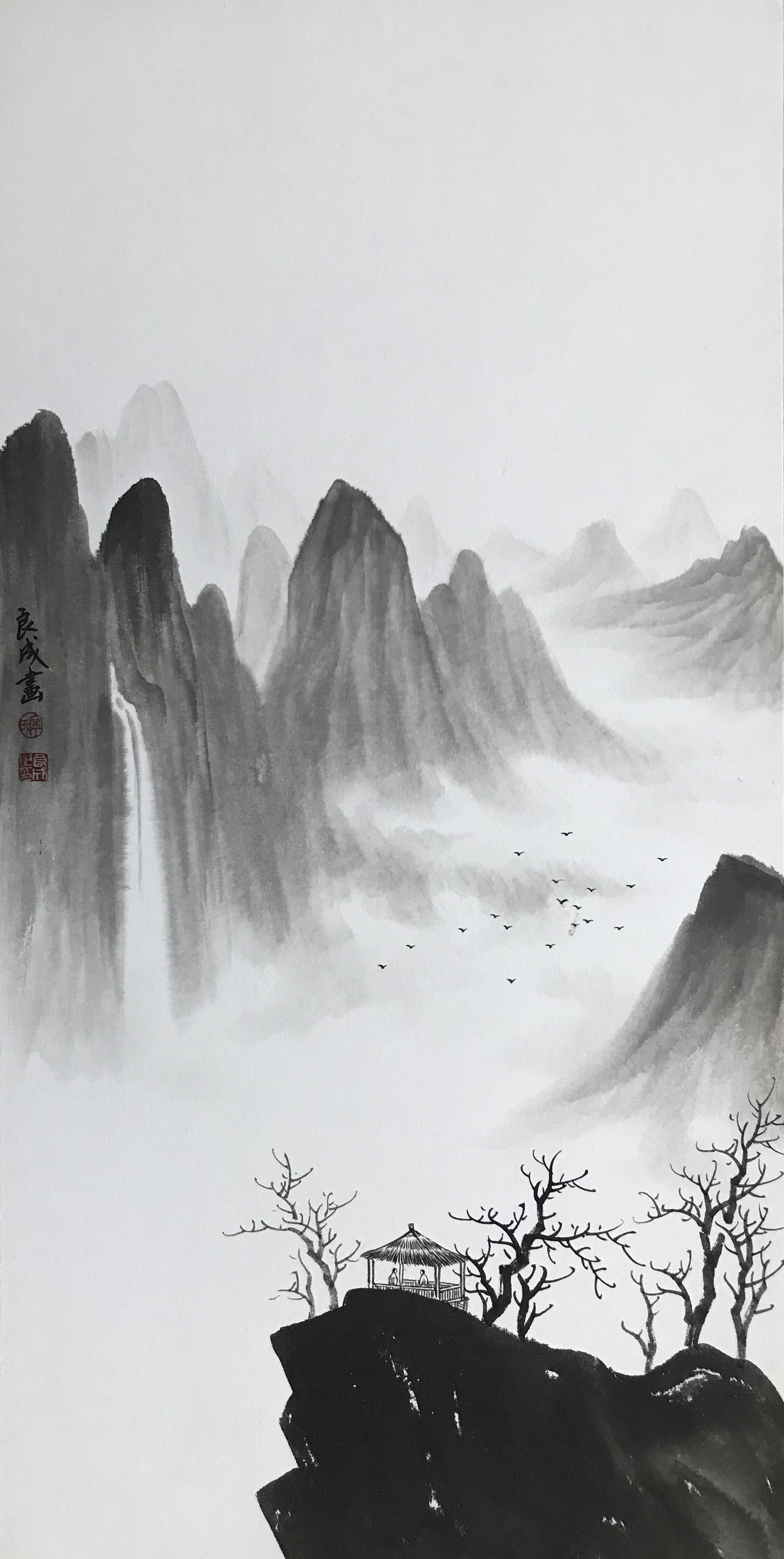 禅意山水画图片