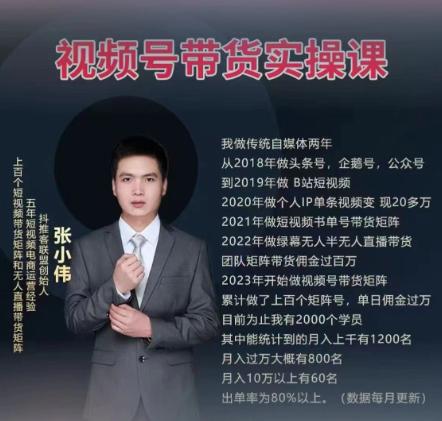 张小伟视频号带货实操课【九月最新】 无人直播、书单号卖货、个人IP口播等 钉钉直播课+资料素材