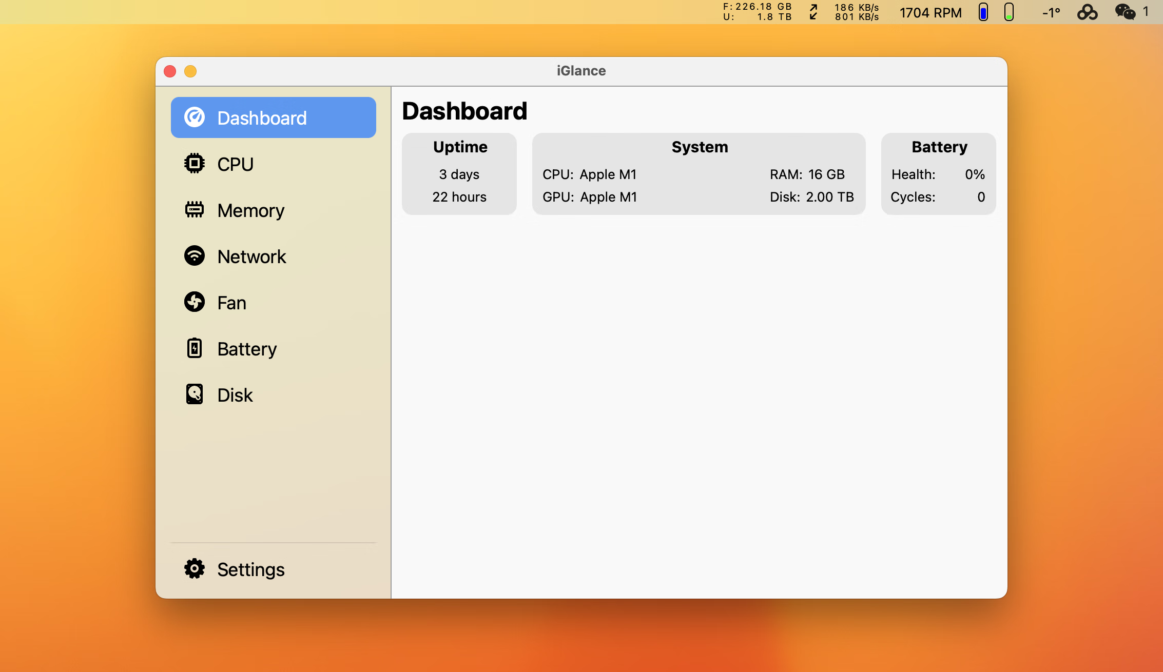 iGlance for mac v2.1.0 免费和开源的 macOS 系统监视器