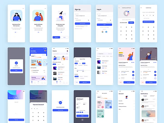 [XD模板]在线课堂移动APP模板 