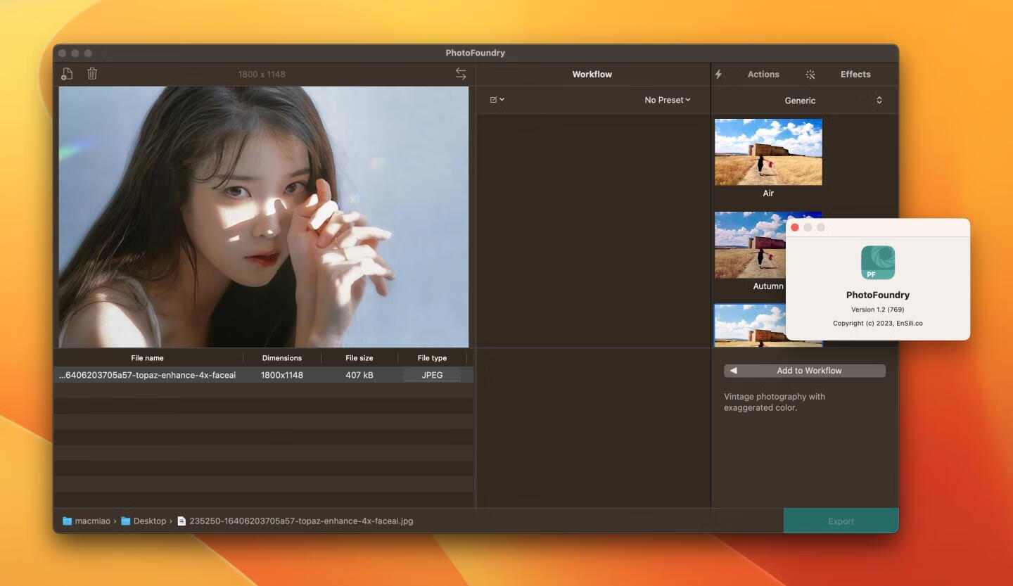 PhotoFoundry for Mac v1.2激活版 图片滤镜编辑软件