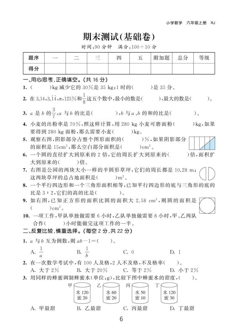 图片[7]-期末冲刺必备：1-6年级数学人教版复习提分秘籍📐📝-学霸库