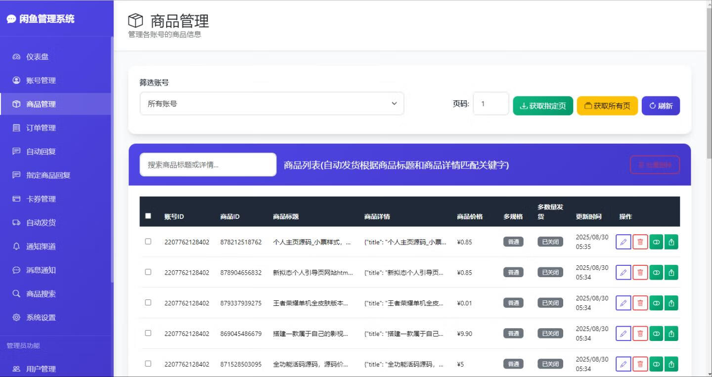 闲鱼自动回复管理系统-五块四源码网