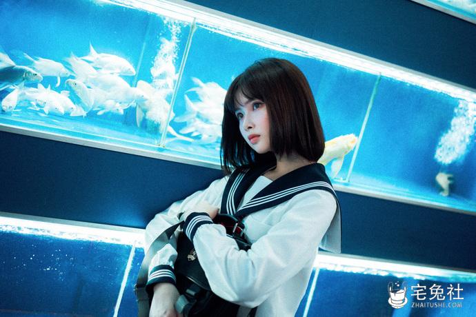 河豚抚子 cosplay作品011 金鱼JK (1) 宅兔社.jpg 河豚抚子全套作品图合集 能代女仆cos清新小仙女