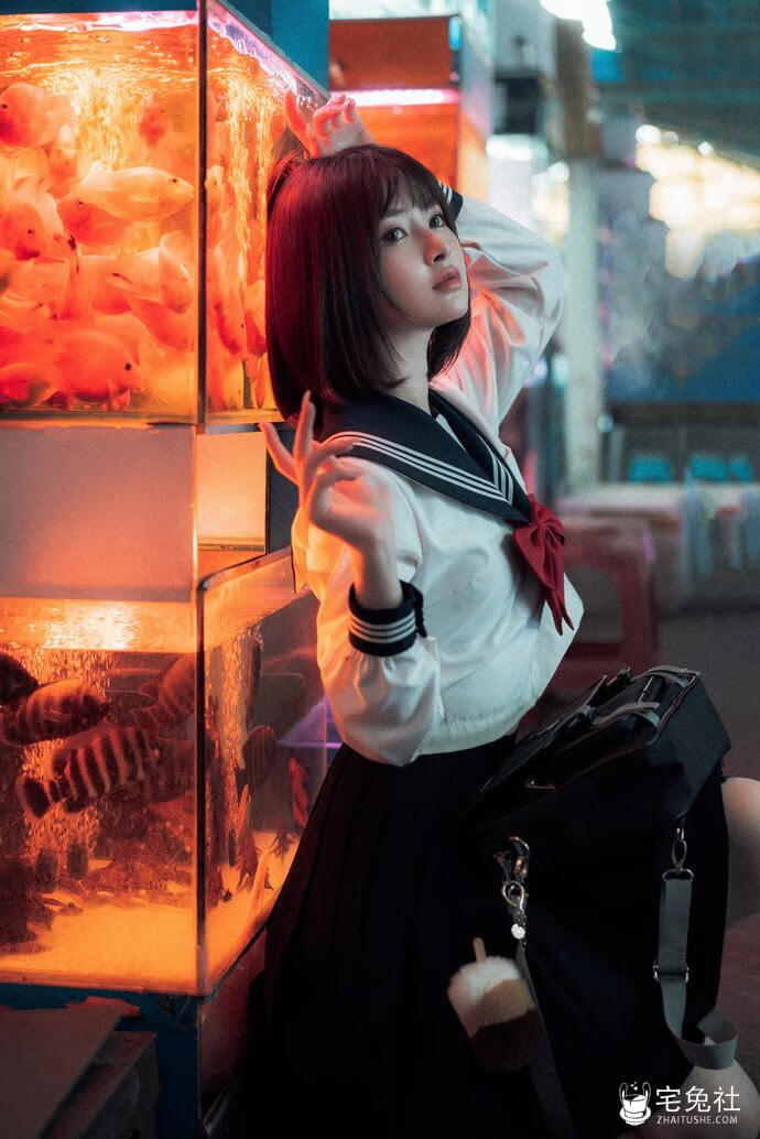 河豚抚子 cosplay作品011 金鱼JK (2) 宅兔社.jpg 河豚抚子全套作品图合集 能代女仆cos清新小仙女