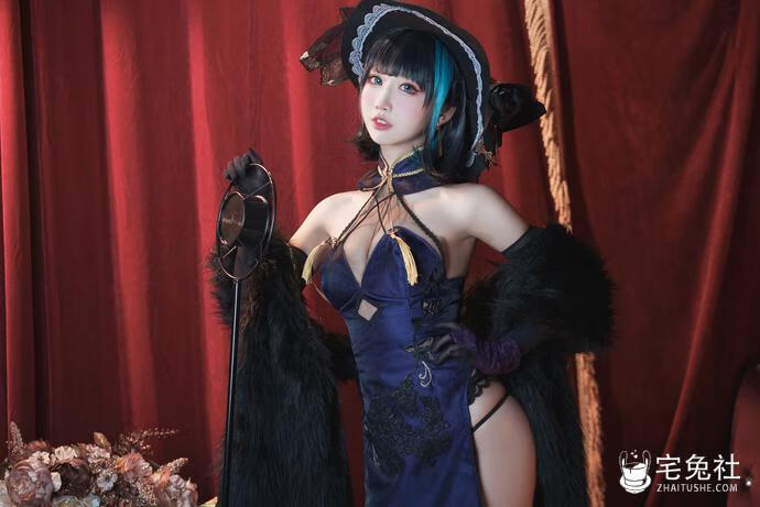 面饼仙儿 cosplay作品110 柴郡旗袍 宅兔社.jpg 面饼仙儿樱岛麻衣兔女郎学姐cos作品简直惊艳到了我的眼睛
