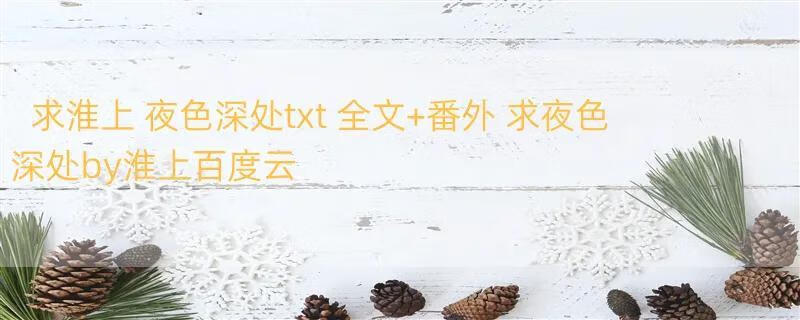 求淮上 夜色深处txt 全文+番外 求夜色深处by淮上百度云