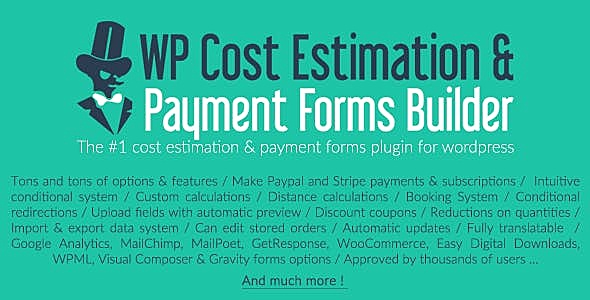 「WP插件」 成本估算器 WP Cost Estimation & Payment Forms Builder v9.683 已更新 高级专业版 【中文汉化】 