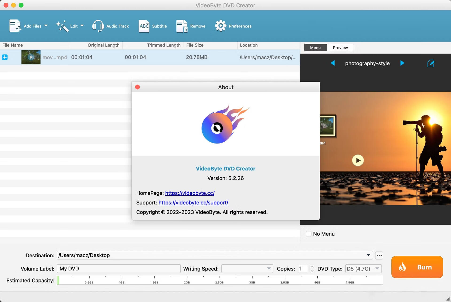 VideoByte DVD Creator for Mac v5.2.26.116864 蓝光光盘刻录软件-1 VideoByte DVD Creator for Mac v5.2.26.116864 蓝光光盘刻录软件-1