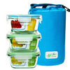 

【Jingdong Supermarket】 Beit Aisi heat-resistant glass crisper three-piece (400ml + 450ml * 2) oven microwave oven lunch box RL3-02B send blue bag