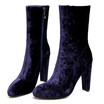 Idifu Womens Chic Splicing Chunky High Heel Pointed Toe Side Zipper Velvet Mid Calf Boots idifu kopen in de aanbieding