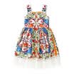 2019 Sunny Fashion Girls Summer Beach Ropa africana Estampado de encaje de algodón Slip Tea Vestidos para niños Botones de ropa 6 8
