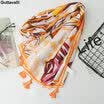 Guttavalli Mujeres Naranja Borla Geométrica Chal Largo Paraguas Femenino Imprimir Raya Suave Envuelve Chevron Bloqueador Solar Dots Pañuelos