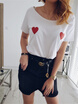 Nulibenna Womens Wide Collar Hearts T Shirt nulibenna kopen in de aanbieding