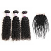 Racily Hair Brazilian Curly 3 Bundles With Closure Natural Black Kinky Human racily hair kopen in de aanbieding