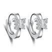 Clear Rhinestone Cubic Zirconia Butterfly Hoop Earrings For Women Ear Cuff Vintage Fashion Jewelry Accessories WHEF87