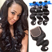 Wyf Body Wave Virgin Hair 3 Bundles With Closure 100 Unprocessed Peruvian Human wyf kopen in de aanbieding
