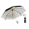 Obolts sun umbrella female vinyl anti-UV umbrella sunscreen folding umbrella creative umbrella curved handle umbrella small bee umbrella dual-use three-fold umbrella light luxury white