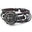 Hpolw Mens Womens Leather Bracelet Fleur De Lis Charm Bangle Fit 7-9 inch Brown