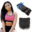 Wyf Brazilian Virgin Straight Hair 3 Bundles 100 Unprocessed Human With Frontal wyf kopen in de aanbieding
