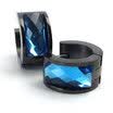 Hpolw Stainless Steel Mens Hinged Hoop Stud Earrings Set 2pcs Color Blue Black