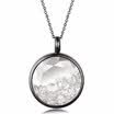 Round Photo Small Chips Cutting Flower Purple Quartz Crystal Pendant Stainless Steel Necklaces 17