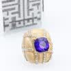 Unique Turkish Big Ring Dubai Fashion Gold Enamel Rings For Women Red Glass Stone White Crystal Mosaic Vintage wedding Jewelry
