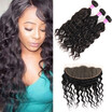 Glary Mongolian Virgin Hair Water Wave Natural 100 Unprocessed Human Weave 3 Bundles With Frontal glary kopen in de aanbieding