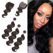 Glary Peruvain Virgin Human Hair With Closure Body Wave 100 Unprocessed Wefts 3 Bundles Natural Black For Women glary kopen in de aanbieding