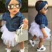 Los nuevos bebés de la niña del dril de algodón rematan la camisa faldas del tutú visten los trajes 3pcs fijaron la acci