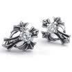 Hpolw Mens Cubic Zirconia Stainless Steel Vintage Gothic Cross Stud Earrings Black Silver