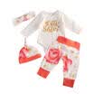 UK 4Pcs Set Infant Baby Girls Flower Romper Long Pants Leggings Outfits Clothes