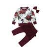 Niño recién nacido Baby Girl Flower Tops Ruffle Pants Leggings 3PCS Trajes Ropa