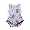 Cute Newborn Baby Girls Tassels Cartoon Romper Jumpsuit Outfits Clothes US Stock