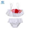 Kid Baby Girl 3D Floral Blanco Bikini de natación Conjunto Traje de baño Traje de baño Traje de baño