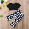 Ropa de niña de bebé para niños Camiseta corta corta Pantalones florales Leggings Conjunto de traje de 2 piezas