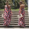 Vestido de falda larga floral de boho floral para mujer Summer Beach Evening Party Sundress UK