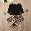 2PCS Set de camisetas para niñas pequeñas leopardo leopardo pantalones trajes trajes Ropa