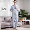 Red beans home couple pajamas men&women spring&summer cotton long-sleeved cartoon printing cardigan home clothing suit 413 blue 185 104A