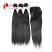 Remy Human Hair Indian Straight With Closure Virgin 3 Bundles 7A Weave remy human hair kopen in de aanbieding