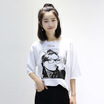 Joy Collection City Plus Cityplus Literary Fan Loose Thin Pattern Printing Hole Round Neck Long Section T Shirt Female Cwtd174477 Black joy collection kopen in de aanbieding
