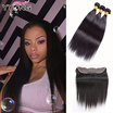 Yyong 8A Peruvian Virgin Hair With Closure 3 Bundles Straight Frontal Human yyong kopen in de aanbieding